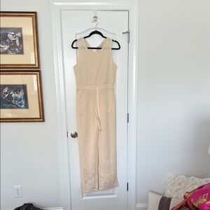 Scuba Knit Cream Jumpsuit